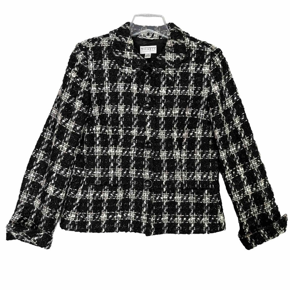 Talbots Collection Boucle Jacket Blazer Women Sz 10 Italian Wool Mohair Texture